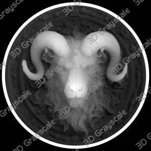 Horned Ram Crest Coin - Heightmap Download