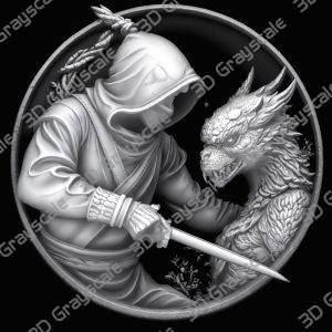 Ancient Warrior Depth Map for CNC & Fiber Laser Engraving | Custom Warrior Design | EDC Coin | LightBurn | Brass Coin - Heightmap Download