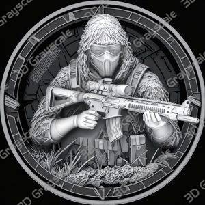 Desert Sniper Depth Map for Fiber Laser & CNC | Tactical Coin Art | LightBurn Compatible | Military-Themed Engraving - Heightmap Download