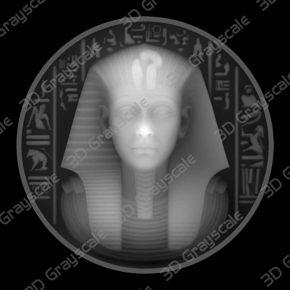 Egyptian Pharaoh Coin - Depth Map Egyptian Pharaoh Coin - Heightmap Download