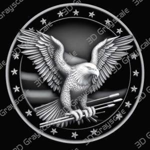 Freedom Wings Height & Depth File | Soaring Eagle Engraving | CNC & Laser | Patriotic Coin Design - Heightmap Download