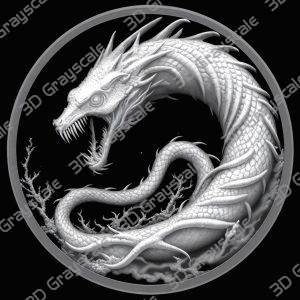 Lunar Dragon Depth Map | Moonlit Fantasy Engraving | CNC & Laser File | Celestial Creature Design - Heightmap Download
