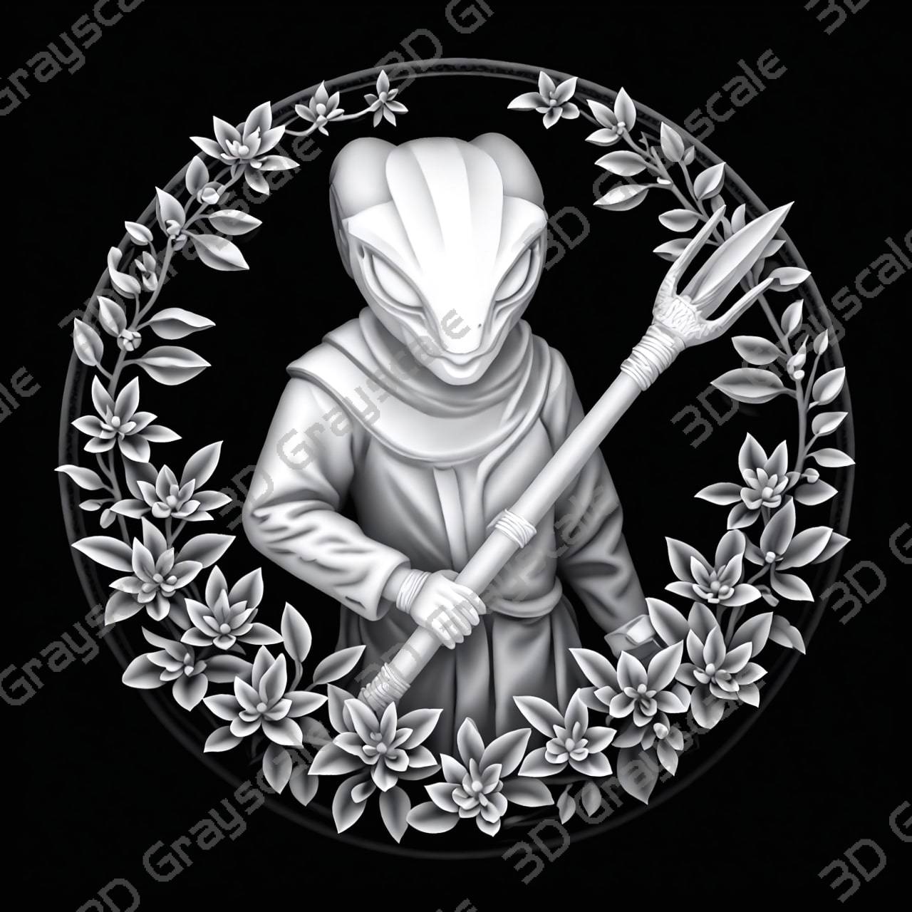 Vigilant Guardian Depth & Relief Map | Sacred Protector Engraving | Fiber Laser & CNC | Spiritual Coin - Depth Map Vigilant Guardian Depth & Relief Map | Sacred Protector Engraving | Fiber Laser & CNC | Spiritual Coin - Heightmap Download